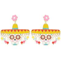 DAY OF DEAD THEME SKULL POST EARRINGS